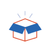 An illustration of an opened cardboard box.
