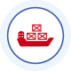 An illustration of a red cargo ship.