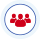 An illustration of three red human figures.