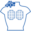 Icon of a chest with arrays applied and soap suds cleaning shoulder. 