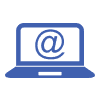 Laptop with at symbol on its screen to drive to email signup.
