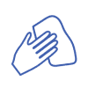 Icon of a hand holding a cloth for skin care
