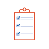 Clipboard checklist in red and blue style