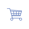 Blue shopping cart icon on transparent background