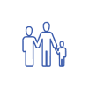 Icon showing a family of three representing support for TTFields patients