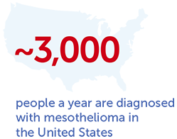 About 3,000 people a year are diagnosed with mesothelioma in the United States.